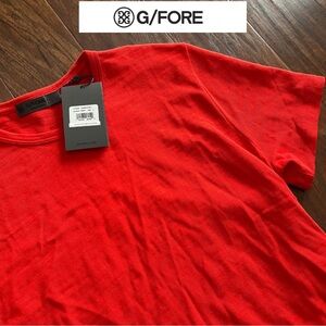 G/FORE Short Sleeve Textured Knit 100% Cotton Golf T-Shirt Men's Size Large Red
